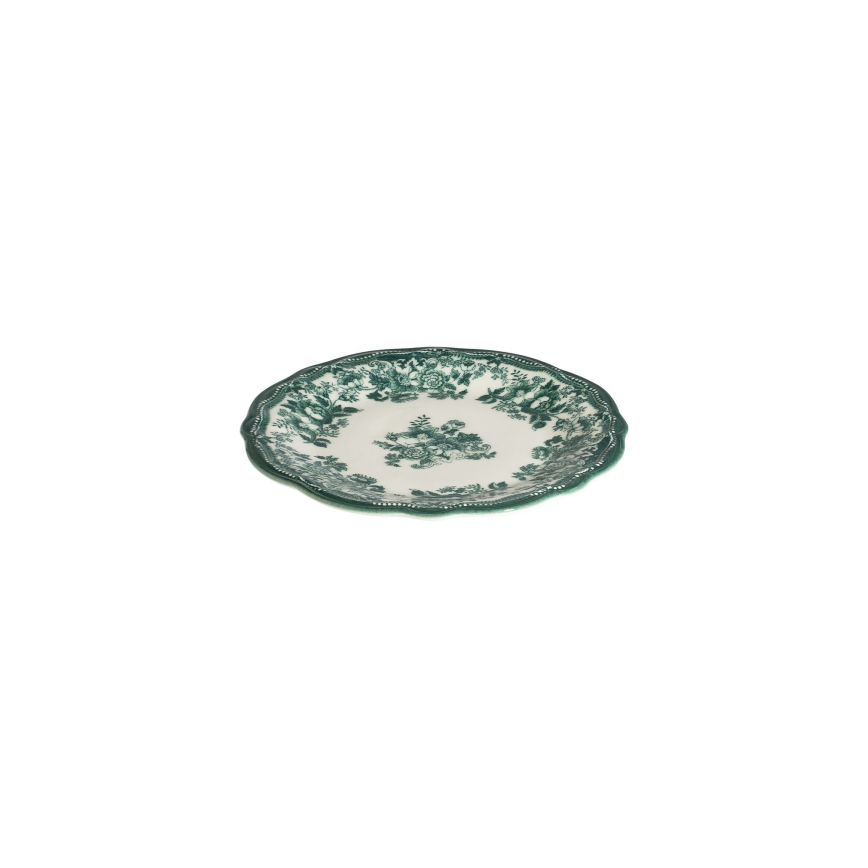 24-delig servies, wit/groen, porselein