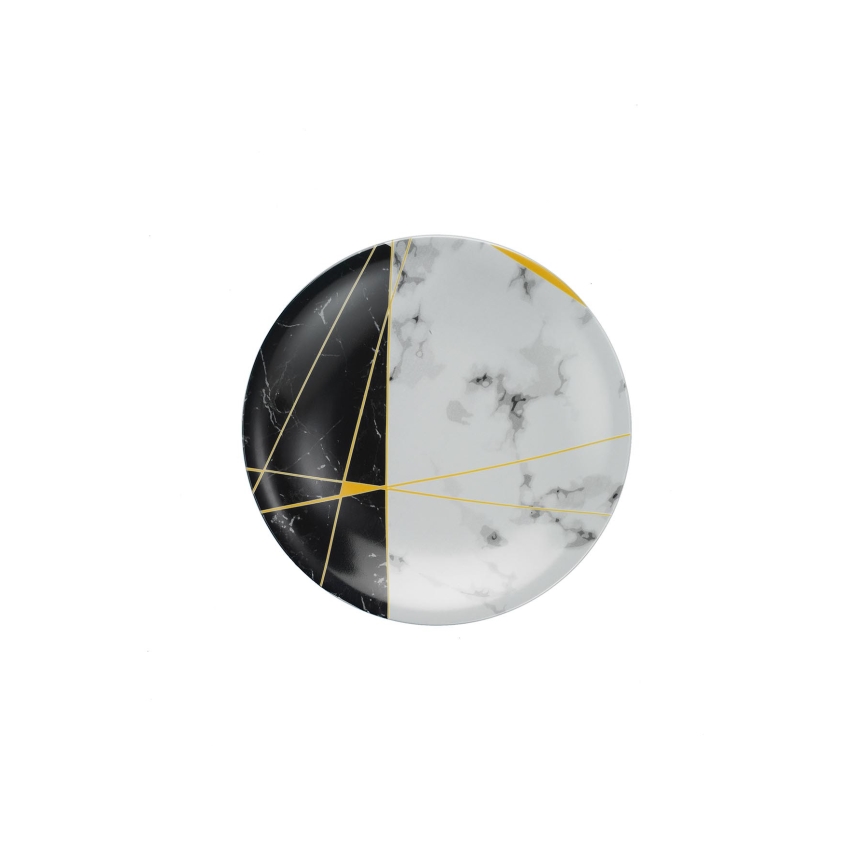 24-delige eetset zwart/wit/goud, porselein