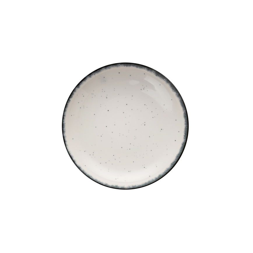 24-delige porseleinen serviesset, wit/zwart