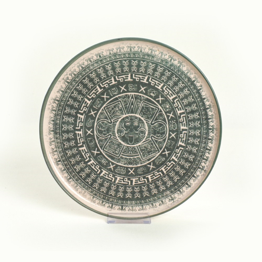 24-delige serviesset, beige/groen/steengoed