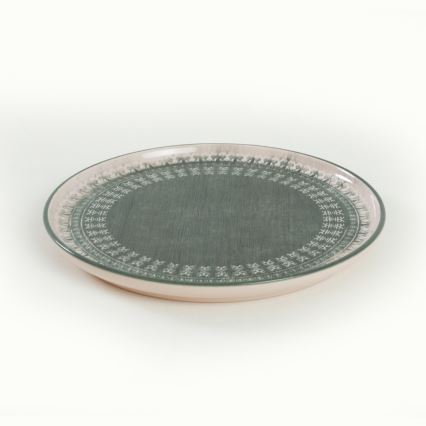 24-delige serviesset, beige/groen/steengoed