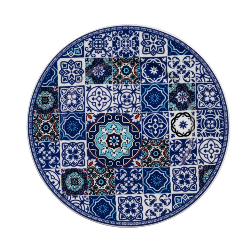 24-delige serviesset, blauw/porselein