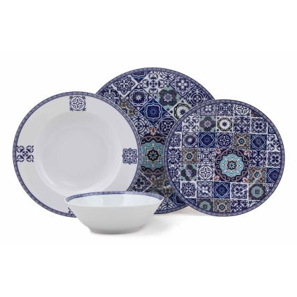 24-delige serviesset, blauw/porselein