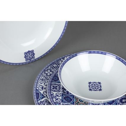 24-delige serviesset, blauw/porselein