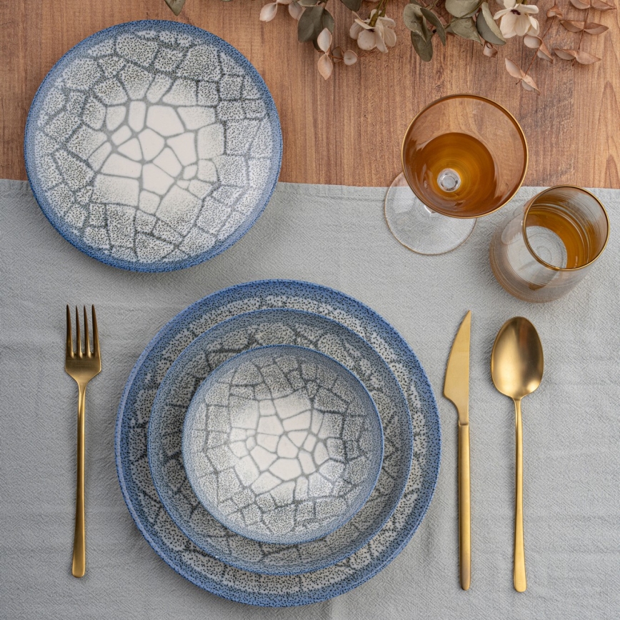 24-delige serviesset, blauw/porselein