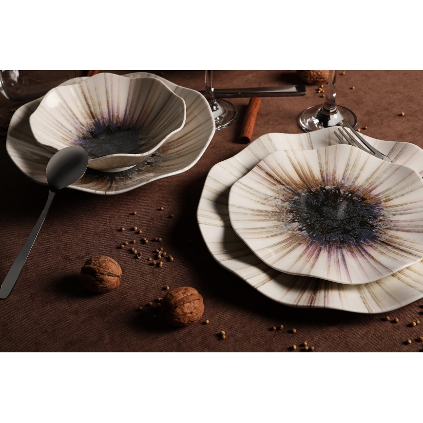 24-delige serviesset, bruin porselein