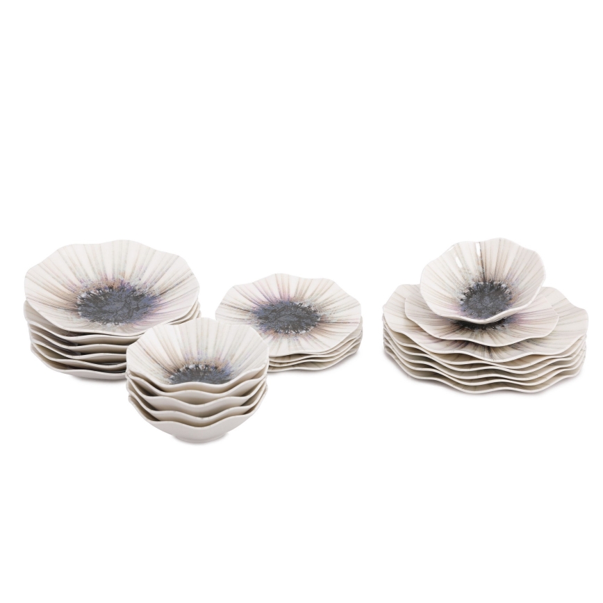 24-delige serviesset, bruin porselein