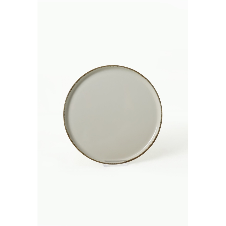 24-delige serviesset, crème/bruin, keramiek