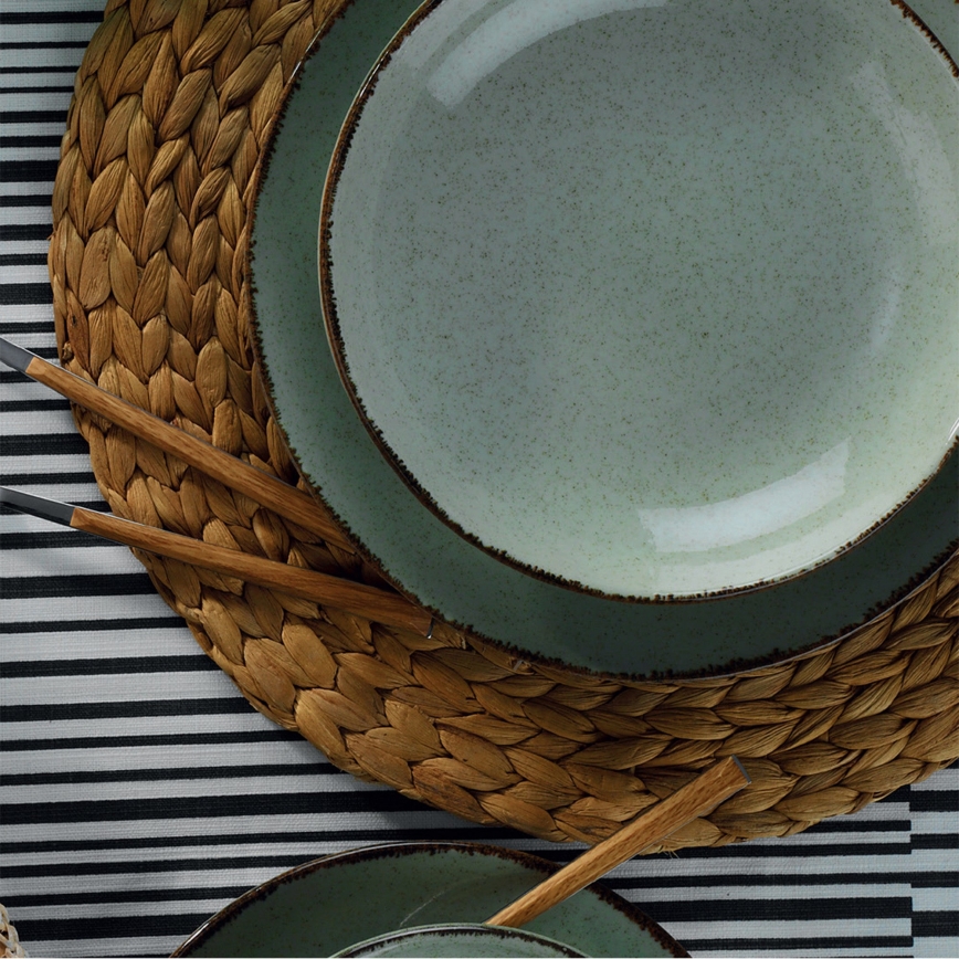 24-delige serviesset, groen/porselein