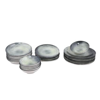 24-delige serviesset groen/zwart/porselein