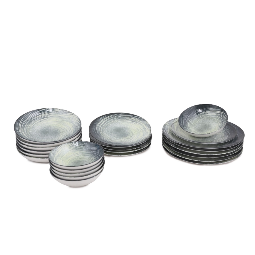 24-delige serviesset groen/zwart/porselein