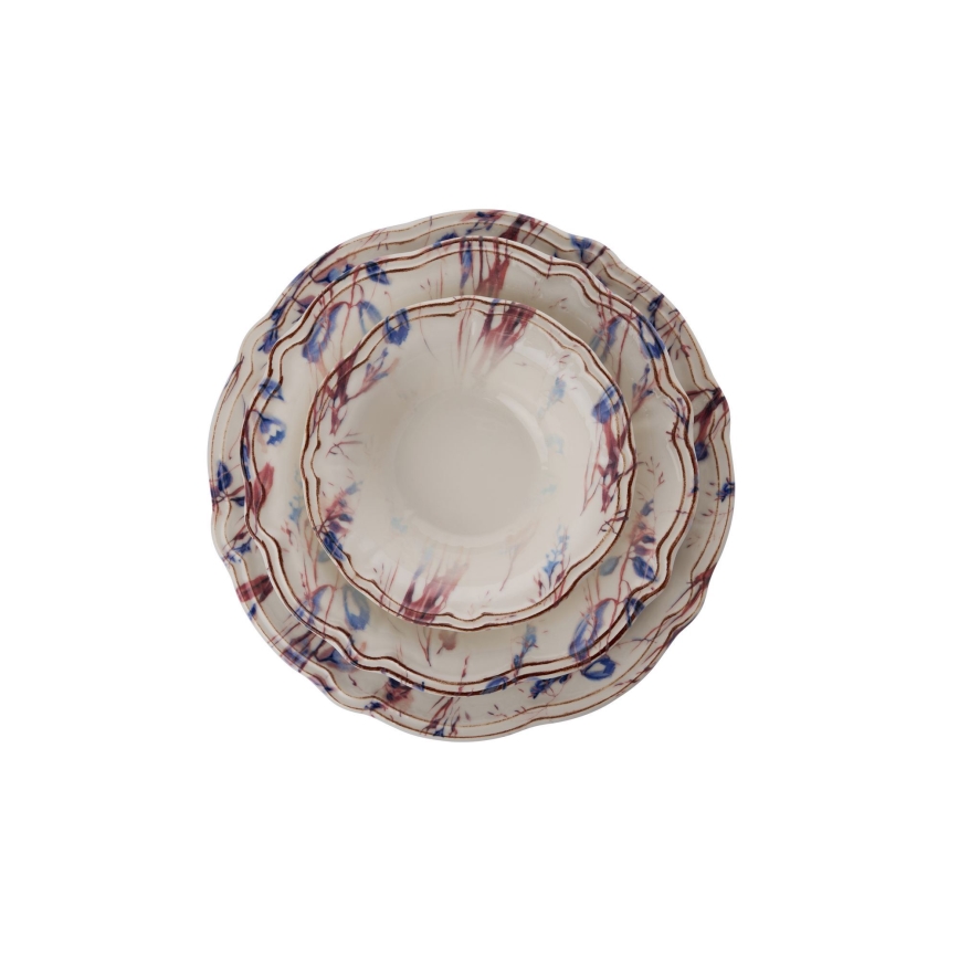 24-delige serviesset, kleurrijk, van porselein