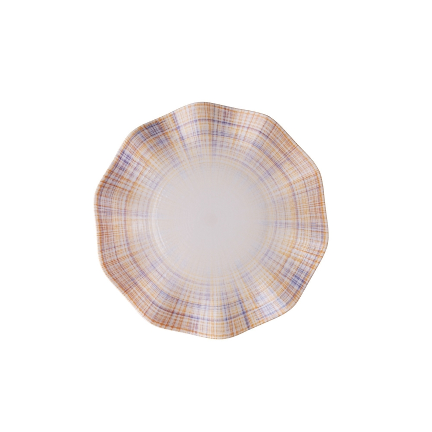 24-delige serviesset, oranje/blauw, porselein