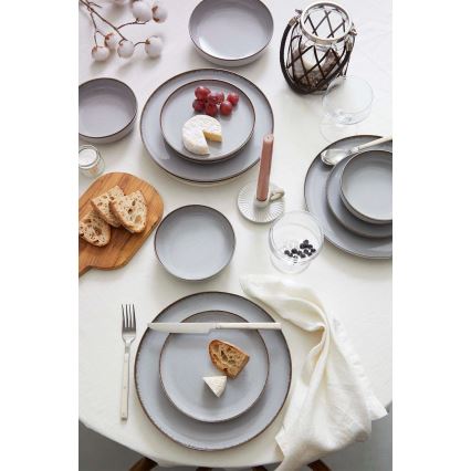 24-delige serviesset van porselein, grijs
