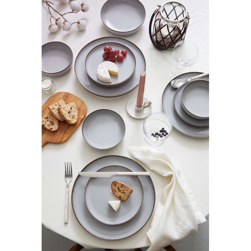 24-delige serviesset van porselein, grijs