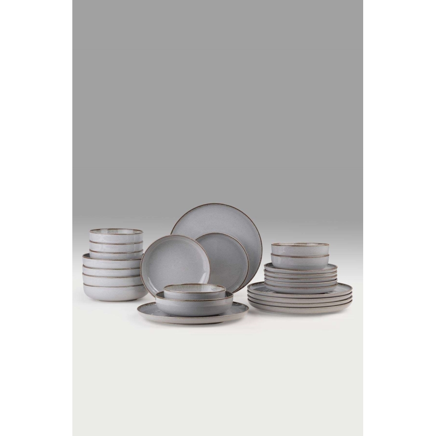 24-delige serviesset van porselein, grijs