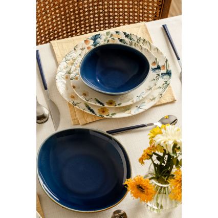 24-delige serviesset veelkleurig/blauw/porselein