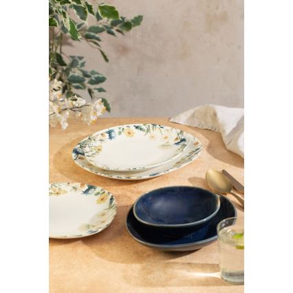 24-delige serviesset veelkleurig/blauw/porselein