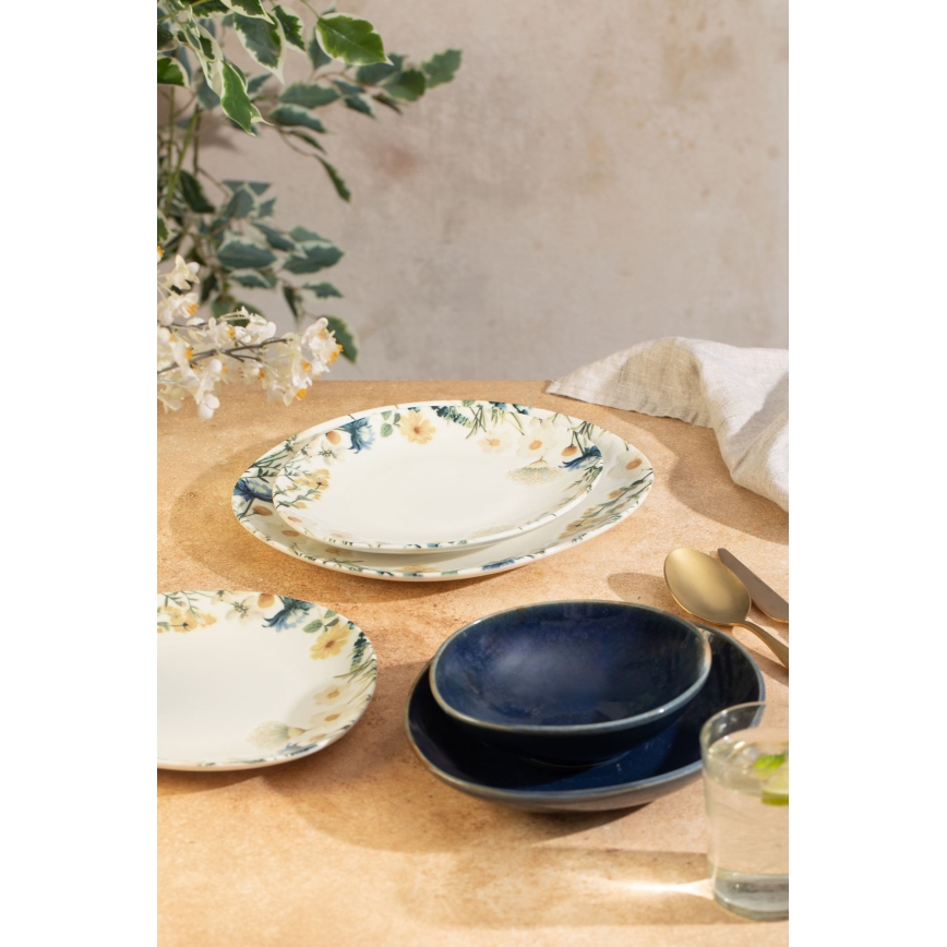 24-delige serviesset veelkleurig/blauw/porselein