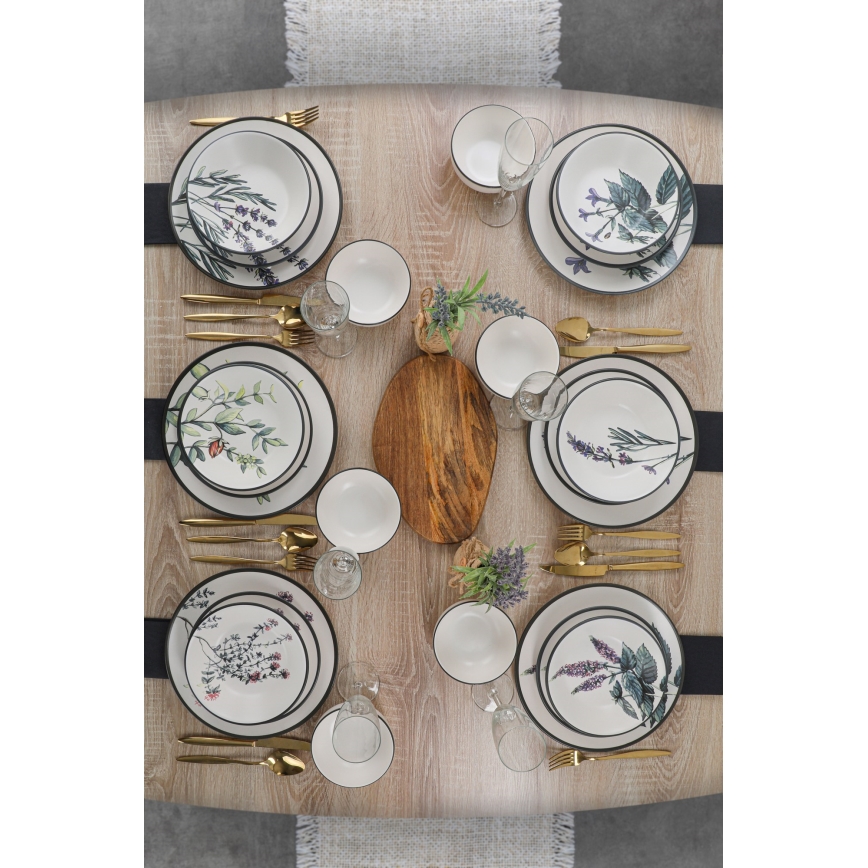 24-delige serviesset veelkleurig/steengoed