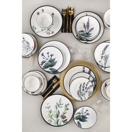 24-delige serviesset veelkleurig/steengoed