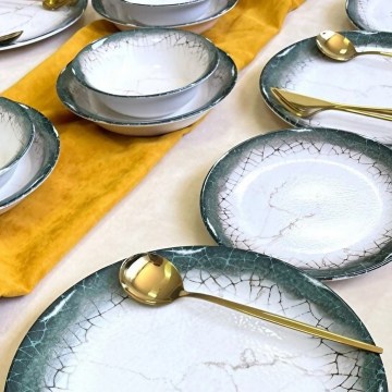 24-delige serviesset wit/antraciet/keramiek