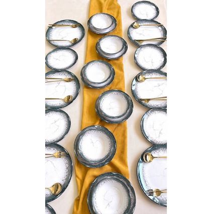 24-delige serviesset wit/antraciet/keramiek