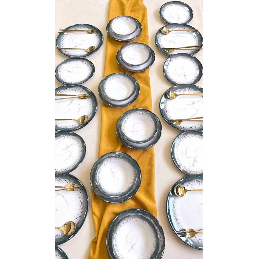 24-delige serviesset wit/antraciet/keramiek