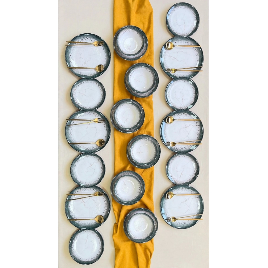 24-delige serviesset wit/antraciet/keramiek