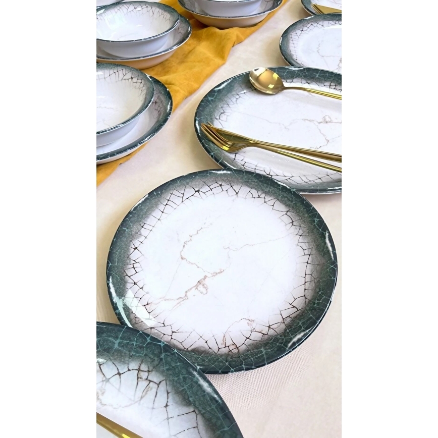 24-delige serviesset wit/antraciet/keramiek