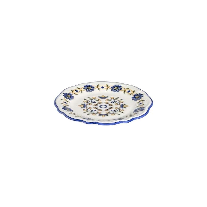 24-delige serviesset, wit/blauw/geel, porselein