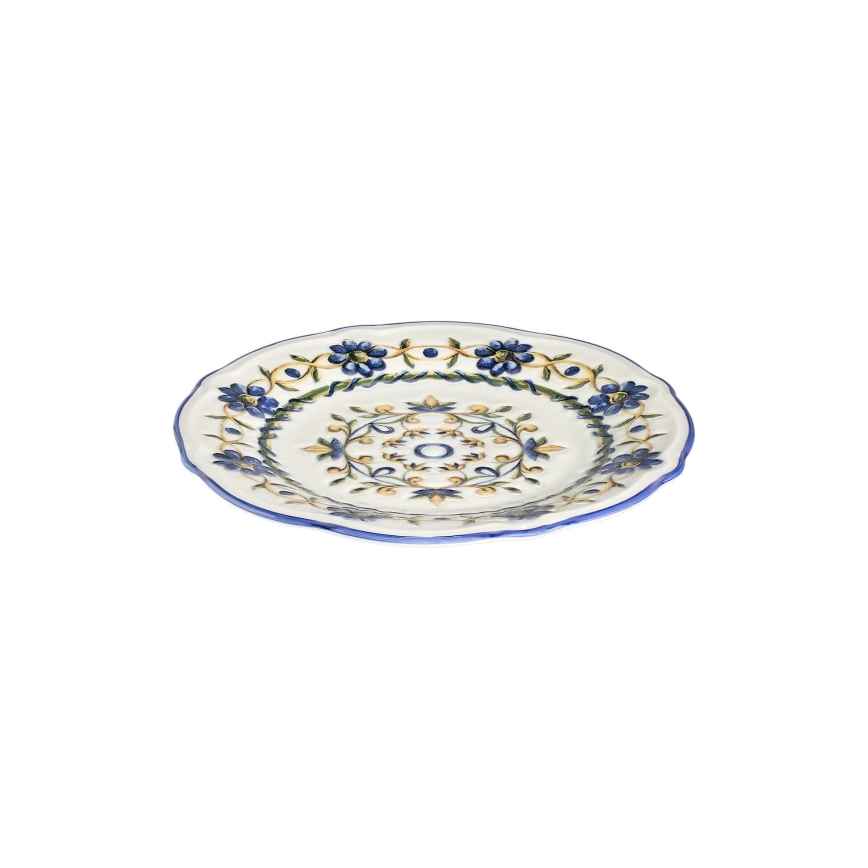 24-delige serviesset, wit/blauw/geel, porselein