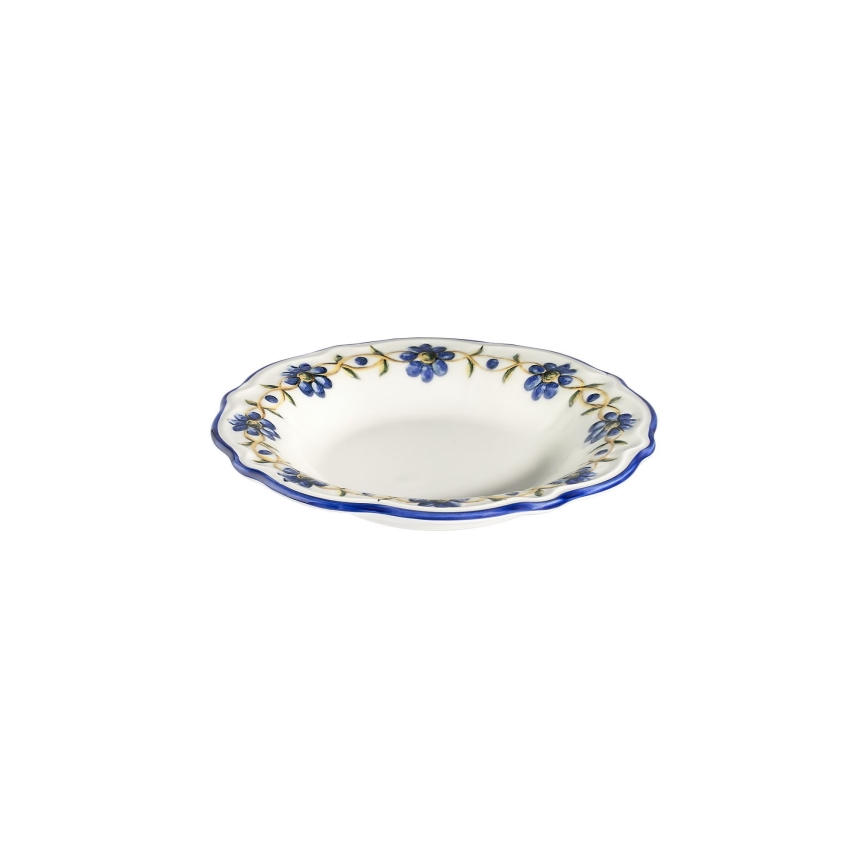 24-delige serviesset, wit/blauw/geel, porselein