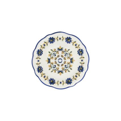 24-delige serviesset, wit/blauw/geel, porselein
