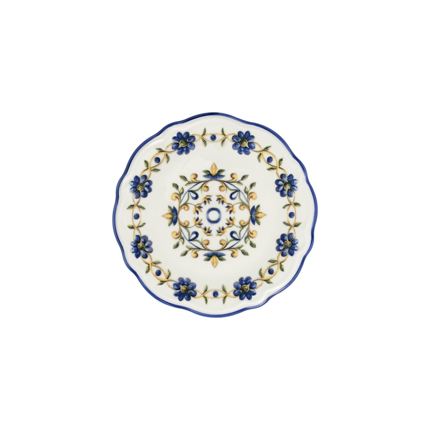 24-delige serviesset, wit/blauw/geel, porselein