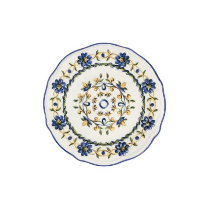 24-delige serviesset, wit/blauw/geel, porselein