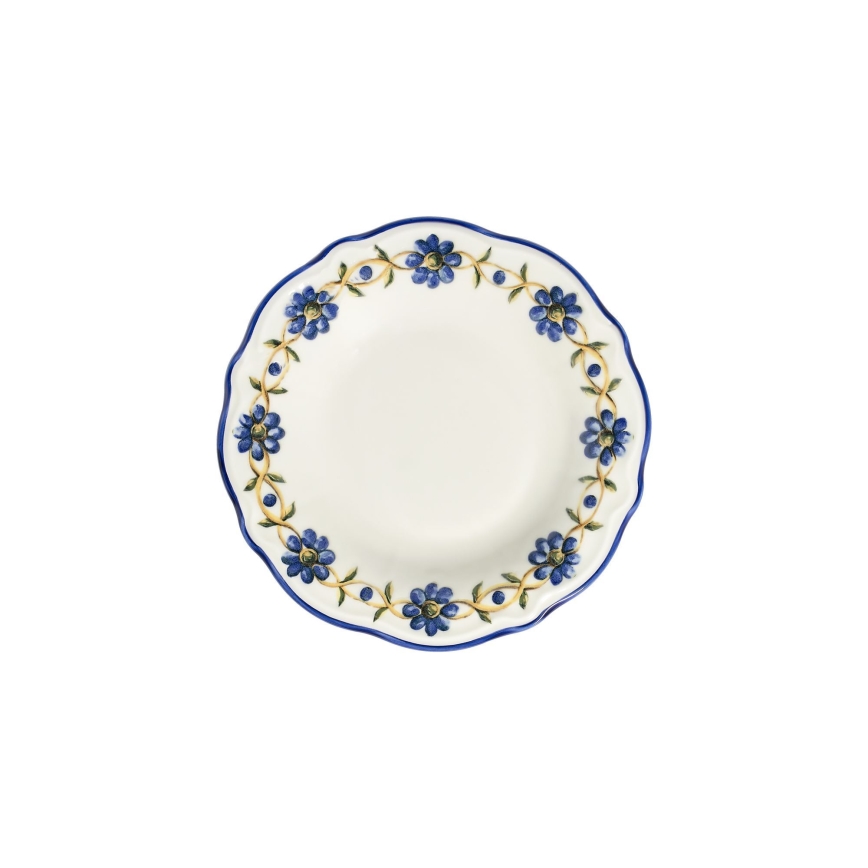 24-delige serviesset, wit/blauw/geel, porselein