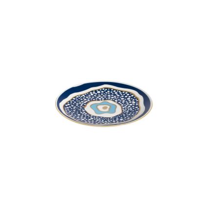 24-delige serviesset, wit/blauw/goud, porselein