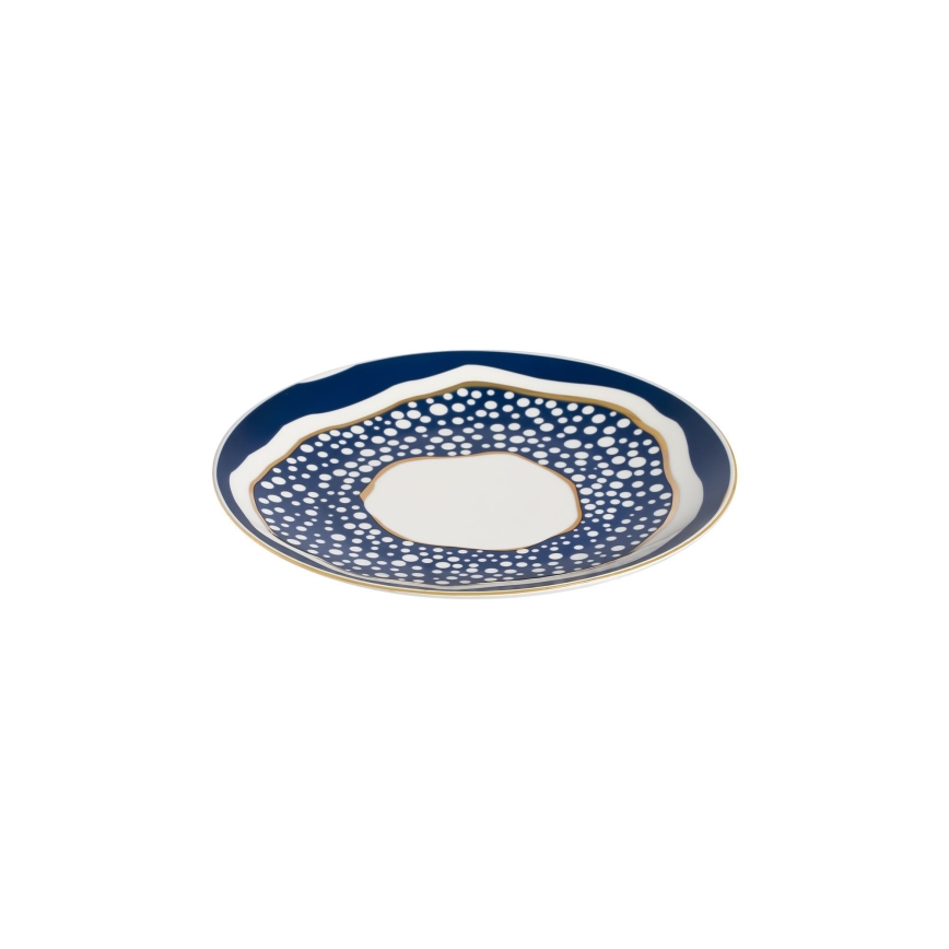 24-delige serviesset, wit/blauw/goud, porselein