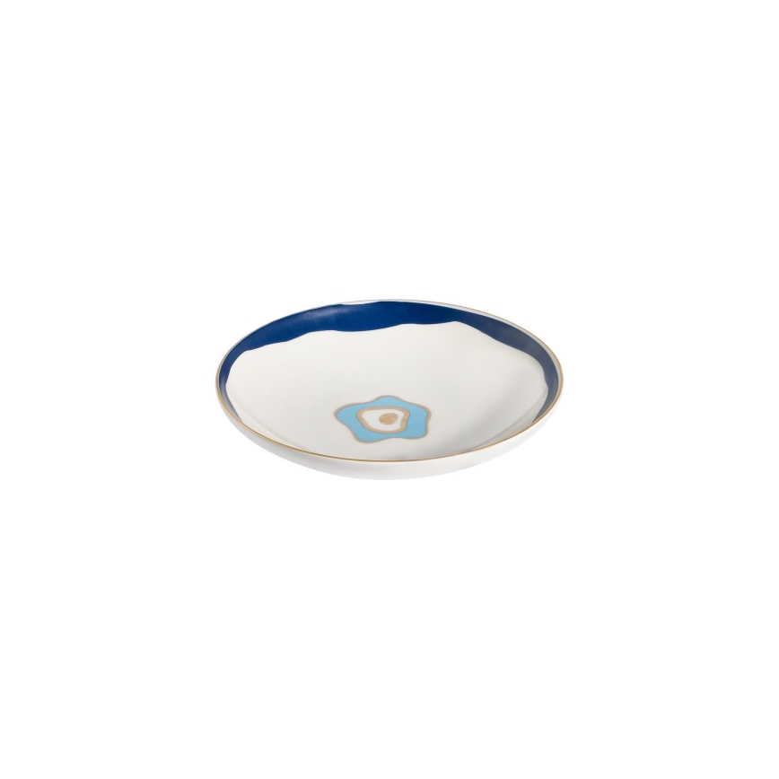 24-delige serviesset, wit/blauw/goud, porselein