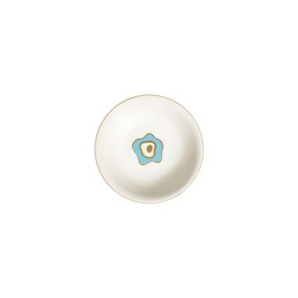24-delige serviesset, wit/blauw/goud, porselein