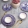 24-delige serviesset, wit/blauw, keramiek