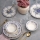 24-delige serviesset, wit/blauw, keramiek