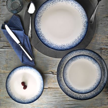 24-delige serviesset wit/blauw/porselein