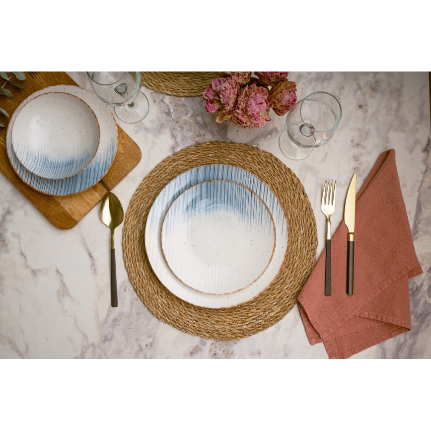 24-delige serviesset wit/blauw/porselein