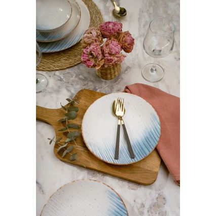 24-delige serviesset wit/blauw/porselein