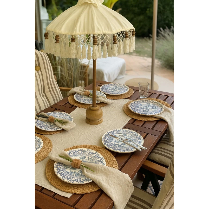 24-delige serviesset, wit/blauw, porselein