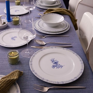 24-delige serviesset wit/blauw/porselein