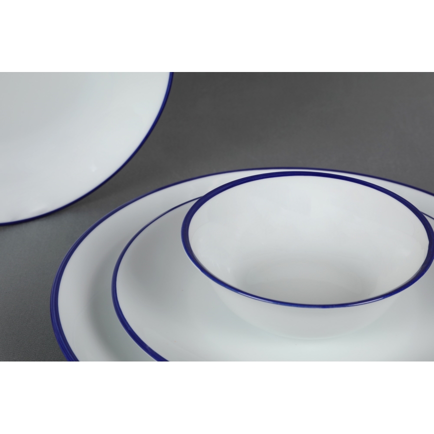 24-delige serviesset, wit/blauw, van porselein