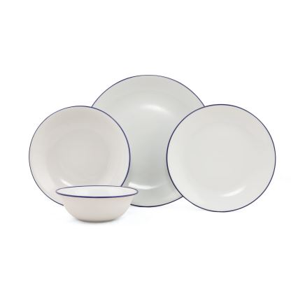 24-delige serviesset, wit/blauw, van porselein
